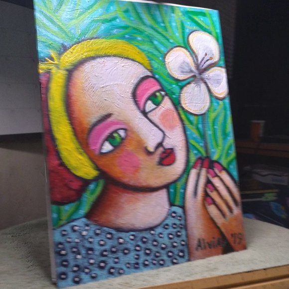 The Women and a flower - art of world known artist Paola Alvial 2019 - Picture 2 of 5